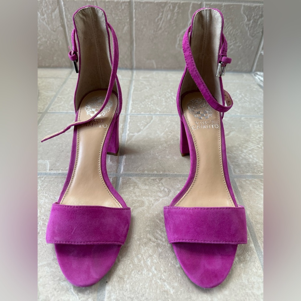 Vince Camuto Fuchsia Suede Ankle Strap Heels